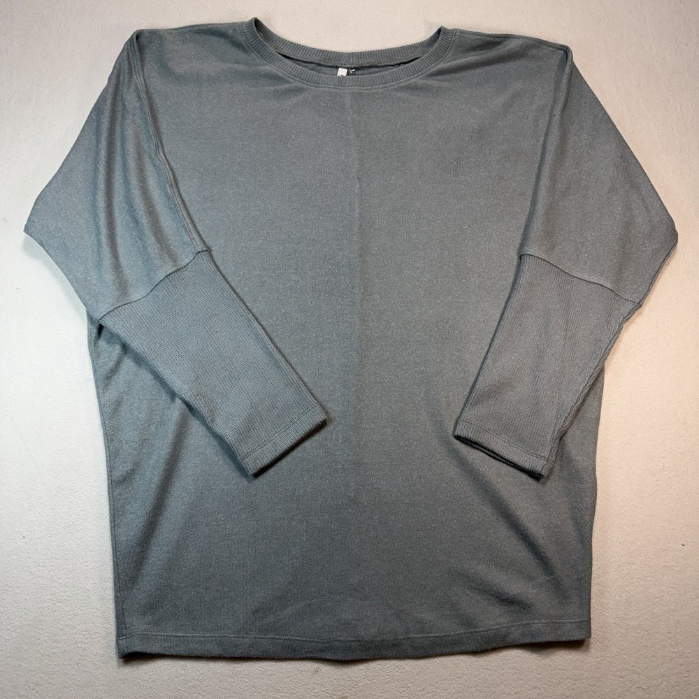 Be Cool Los Angeles Womens Large Grey Dolman Sleeve Knit Top Ribbed Cuffs‎ 19362
